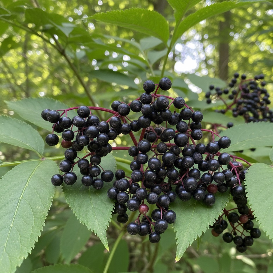 Dojrzałe owoce czarnego bzu
